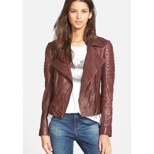 PAM & GELA quilted leather moto jacket size M